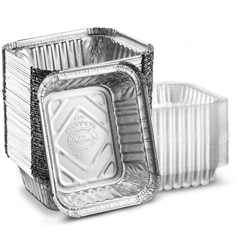 Propack [50 Pack 1lb Combo] Propack Disposable Aluminum Foil Meal Prep Cookware Containers With Plastic Lids, Oven, Toaster, Grill, Cooking, Roasting, Broiling, Baking, Baking, Events, Take Out, Restaurant - Image 1